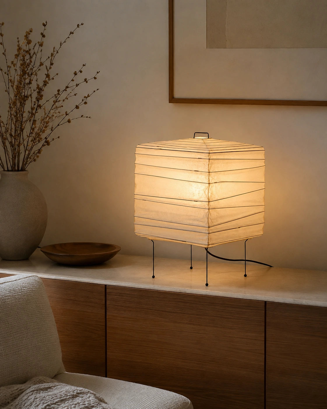 Japanese Square Washi Paper Table Lamp