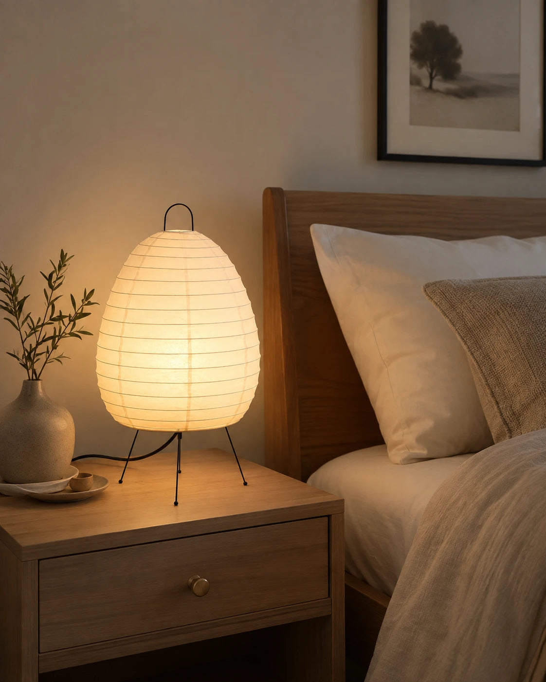 Japanese Rice Paper Tripod Table Lamp