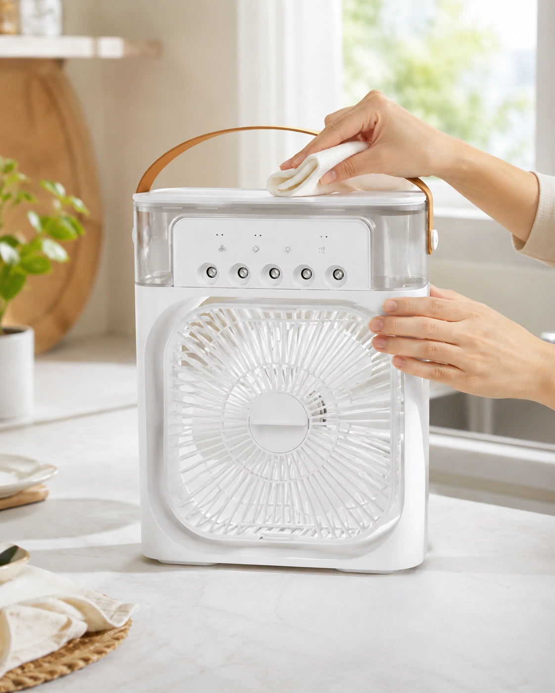 3-in-1 Portable Air Cooler Fan with Humidifier, 3 Speeds, LED Night Light, USB Powered