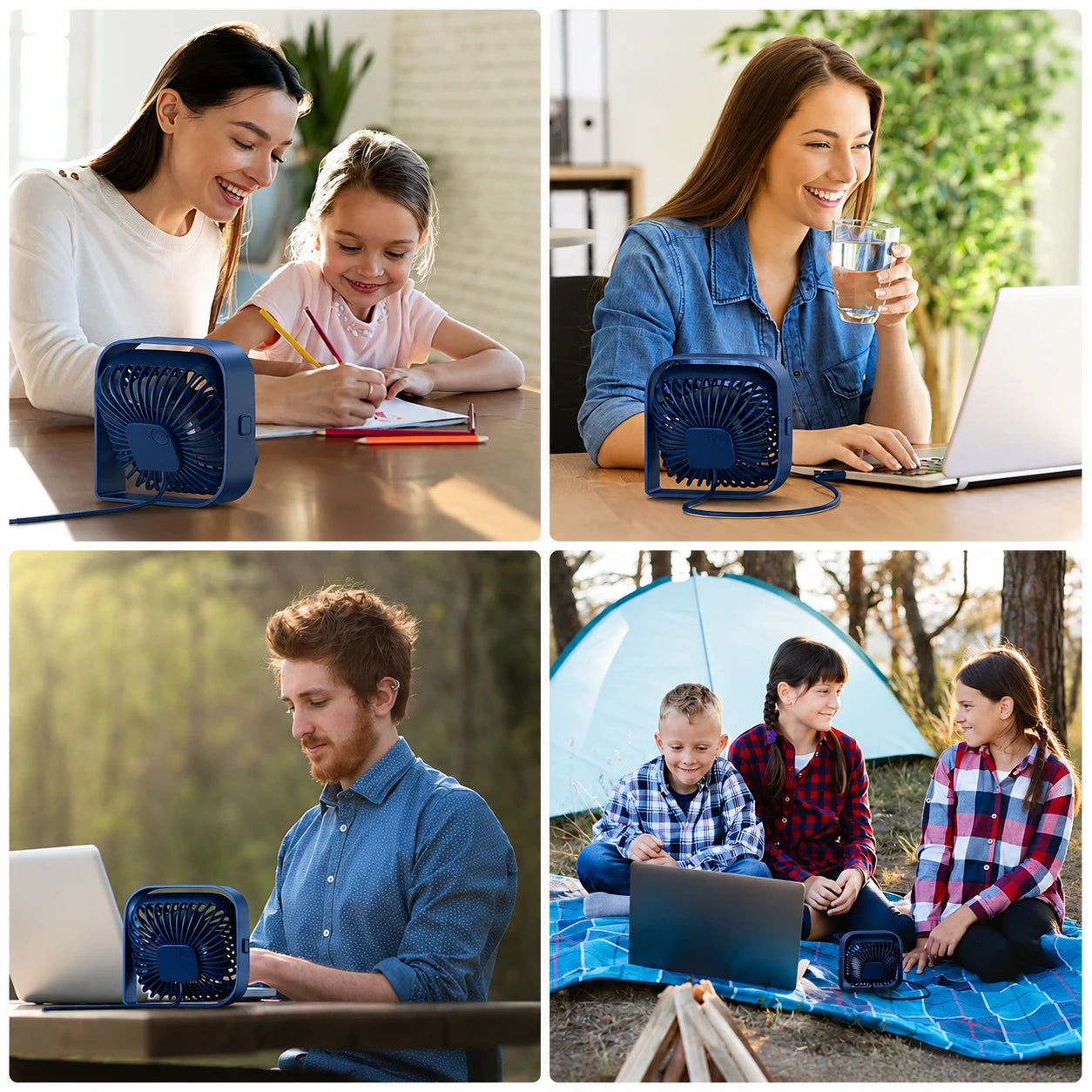 Mini USB Desk Fan with 3 Speeds, 360 Rotation, Strong Airflow & Quiet Operation