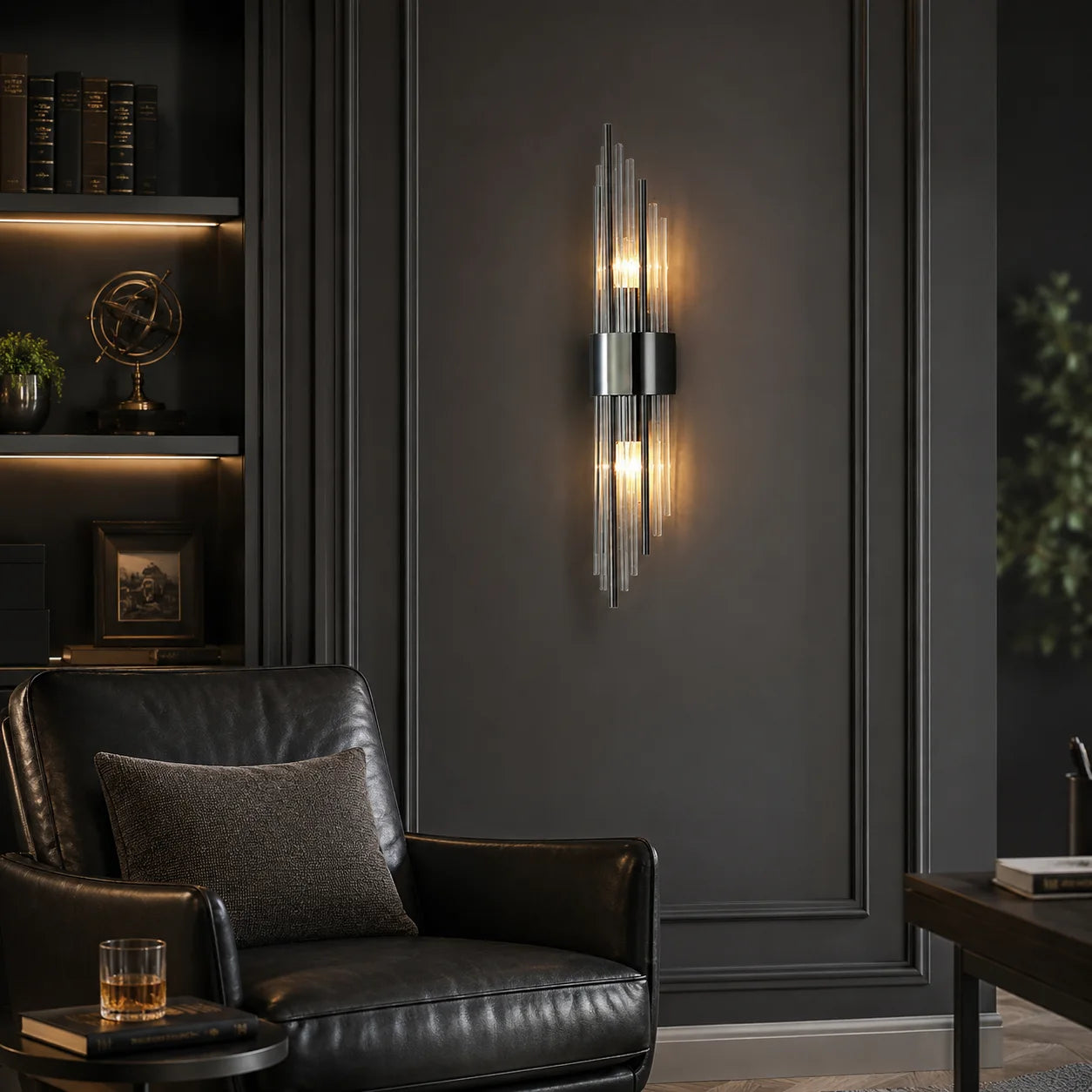 Modern Crystal Wall Light with Metal Frame
