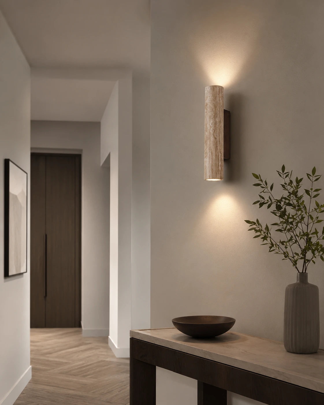 Modern Travertine Up and Down Wall Light