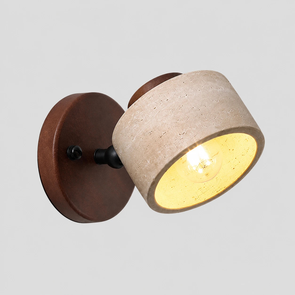 Adjustable Travertine and Wood Wall Light