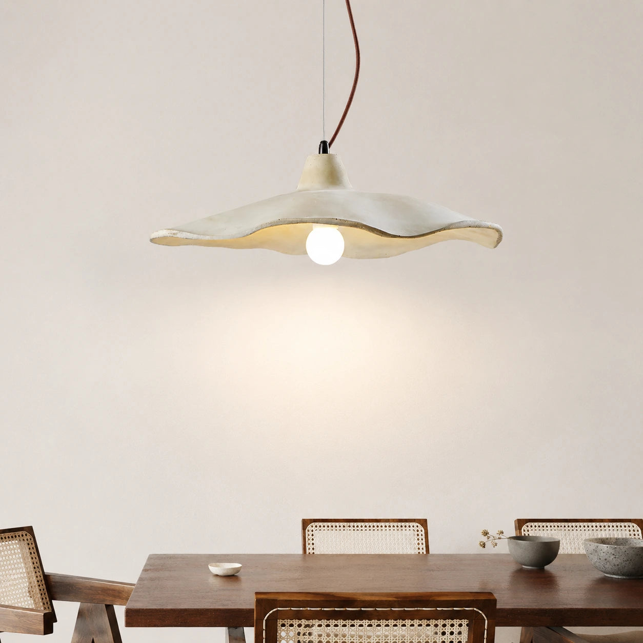 Wabi-Sabi Scalloped Cement Pendant Light