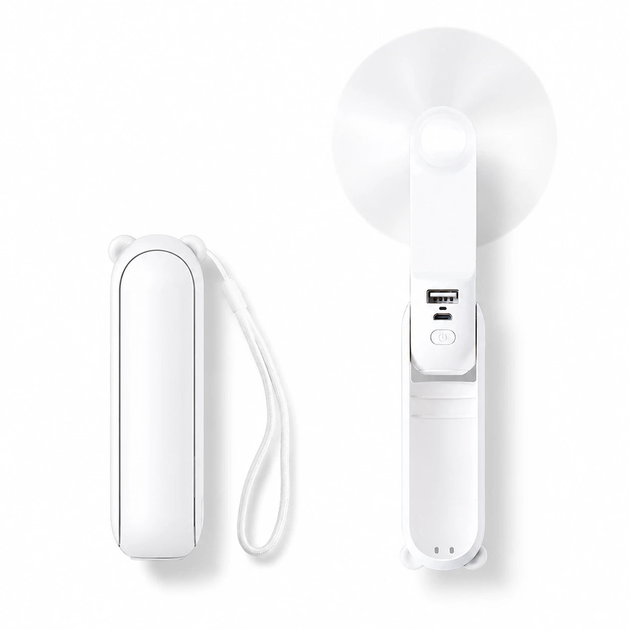 Portable Handheld Fan USB Rechargeable 4500mAh with Power Bank & Flashlight Features