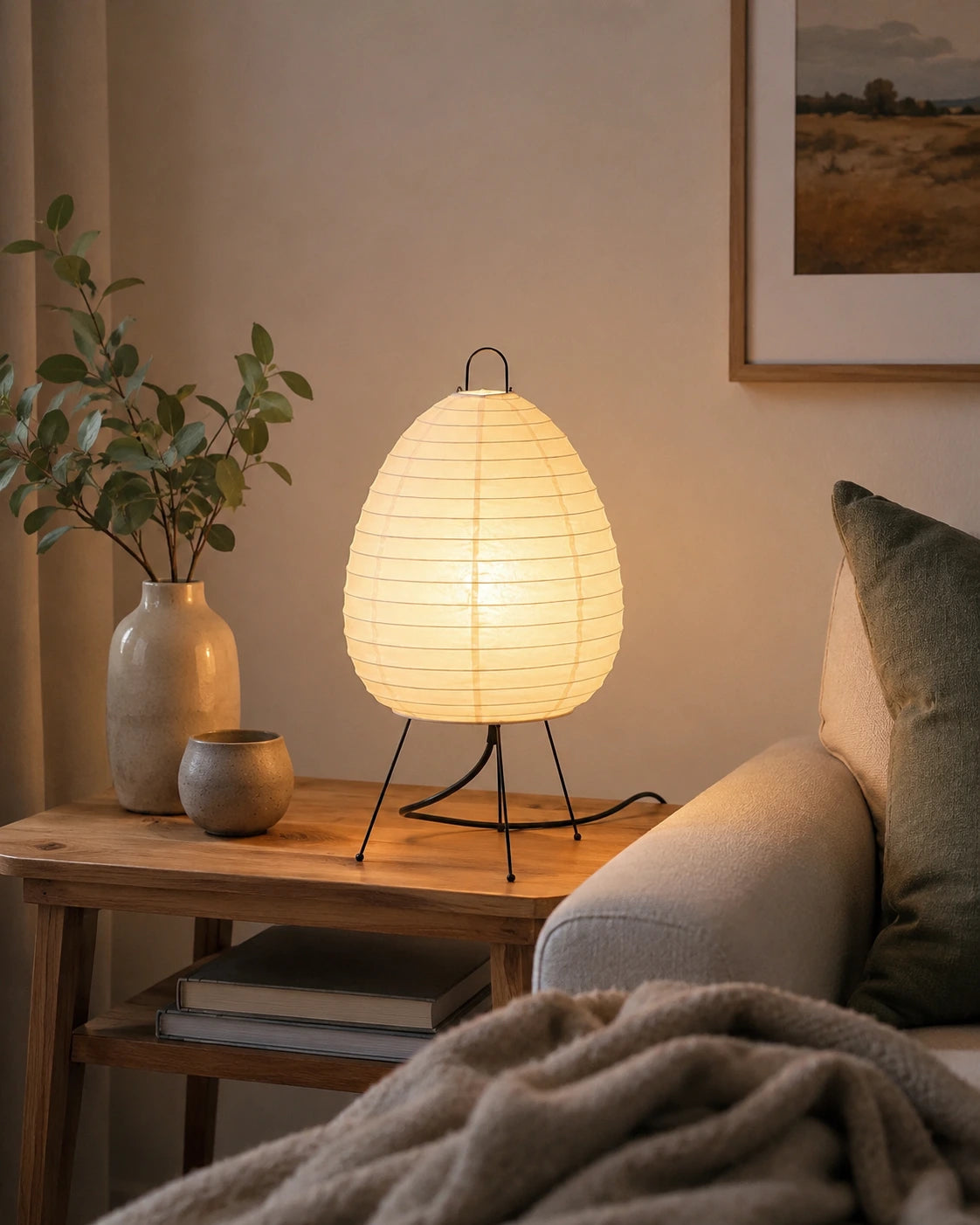 Japanese Rice Paper Tripod Table Lamp