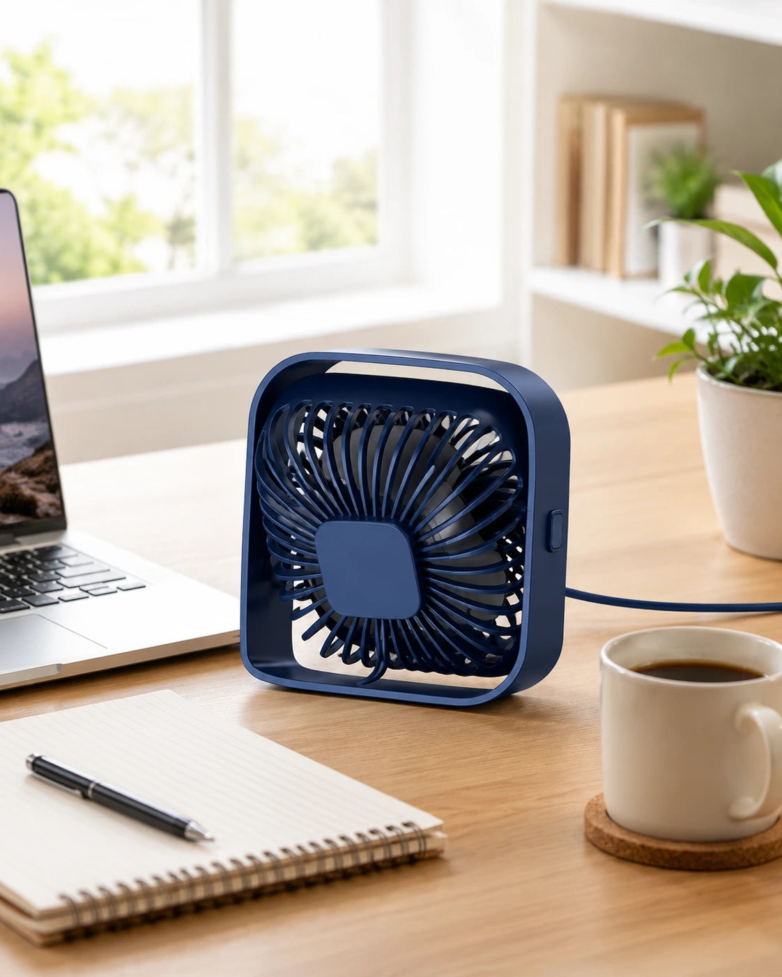 Mini USB Desk Fan with 3 Speeds, 360 Rotation, Strong Airflow & Quiet Operation