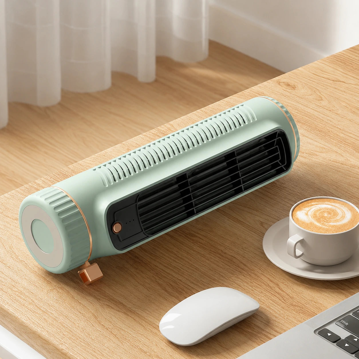 Bladeless Tower Fan USB Rechargeable Portable Electric Fan for Home and Office