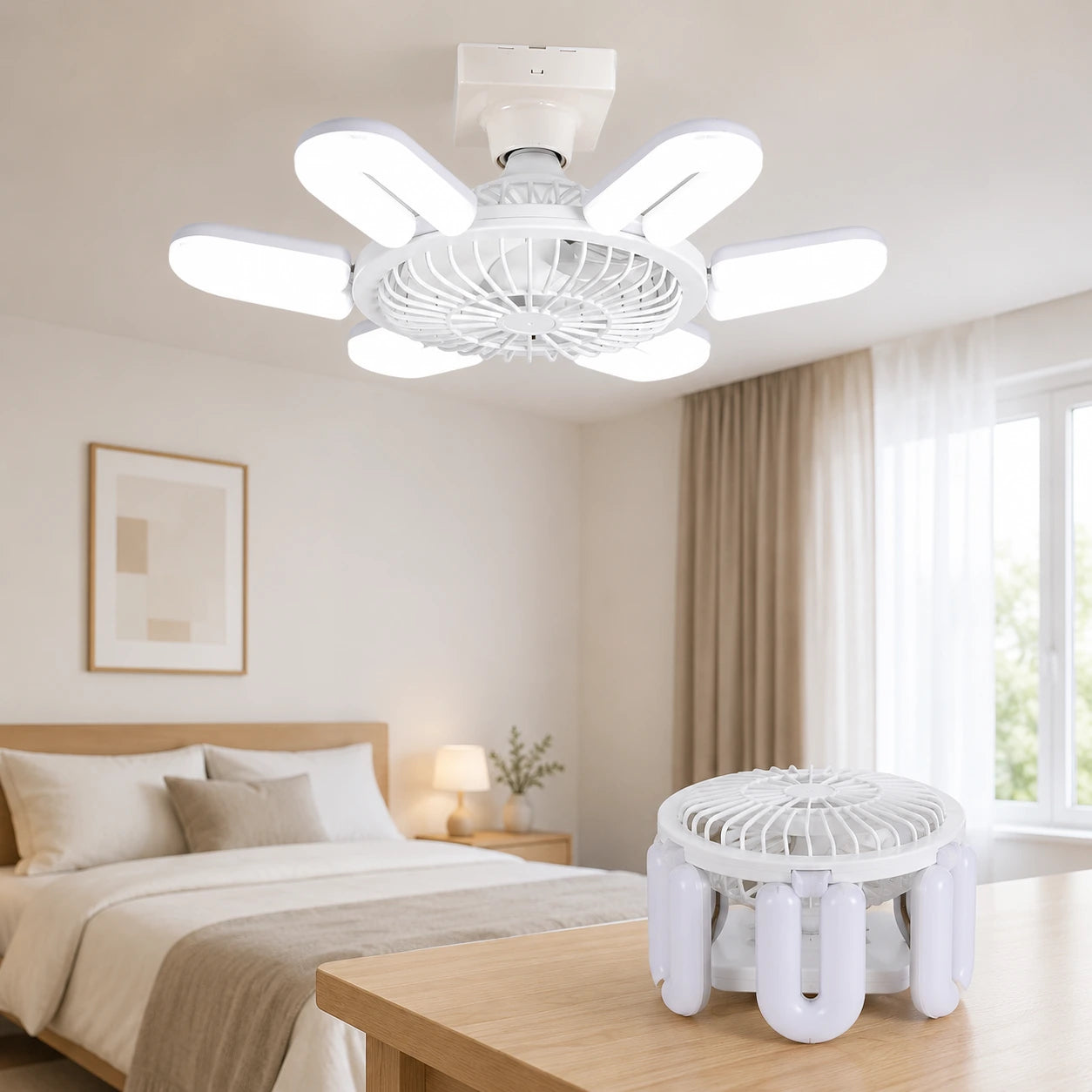 E27 Ceiling Fan Light with Remote Control, Dimmable 40W, 2400 Lumens, 3-Speed, Timer