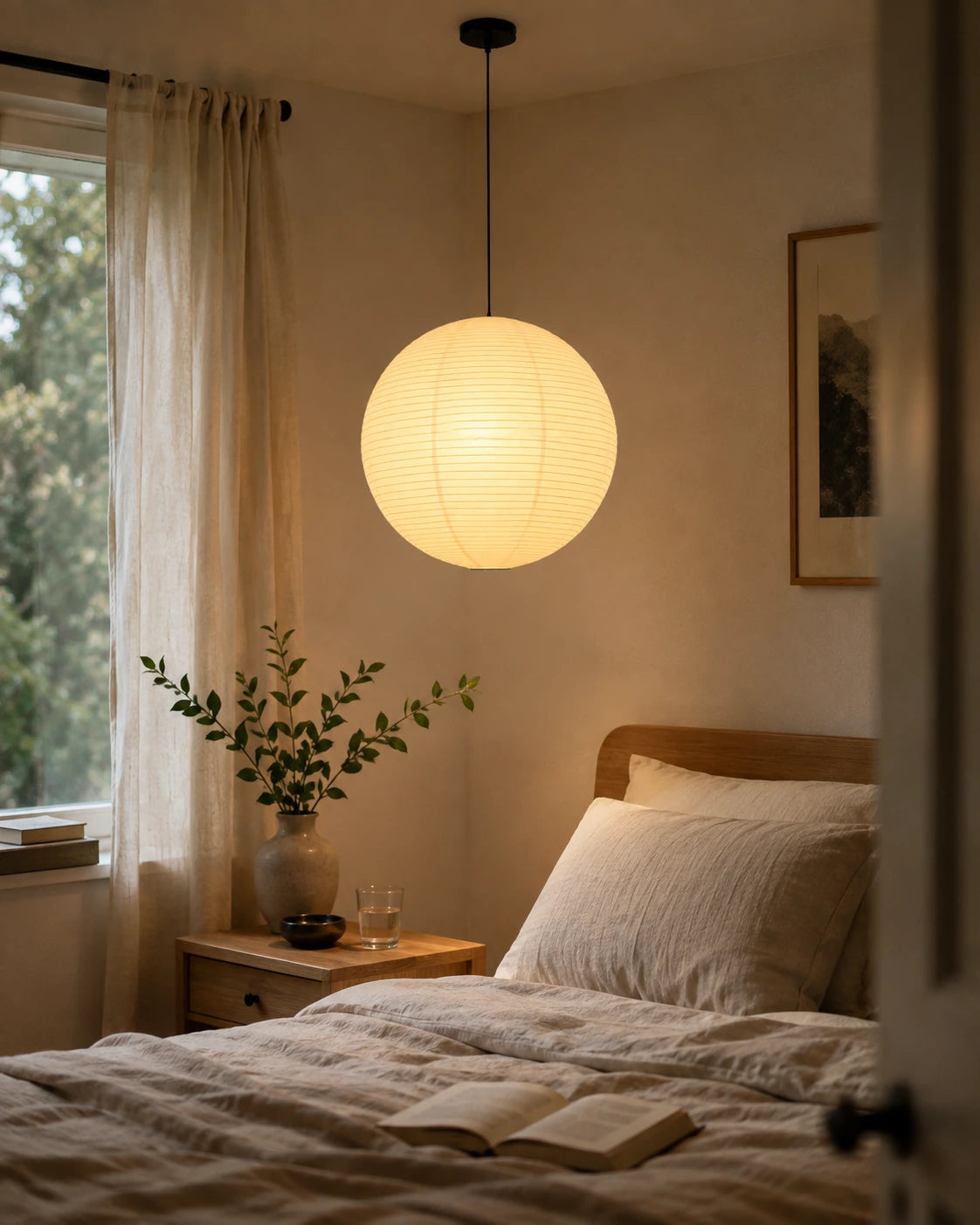 Japanese Paper Globe Pendant Light