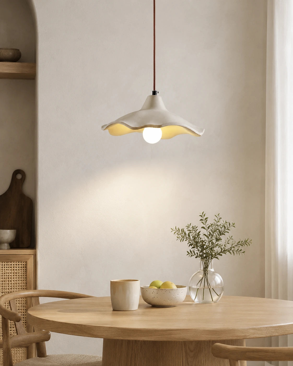 Wabi-Sabi Scalloped Cement Pendant Light