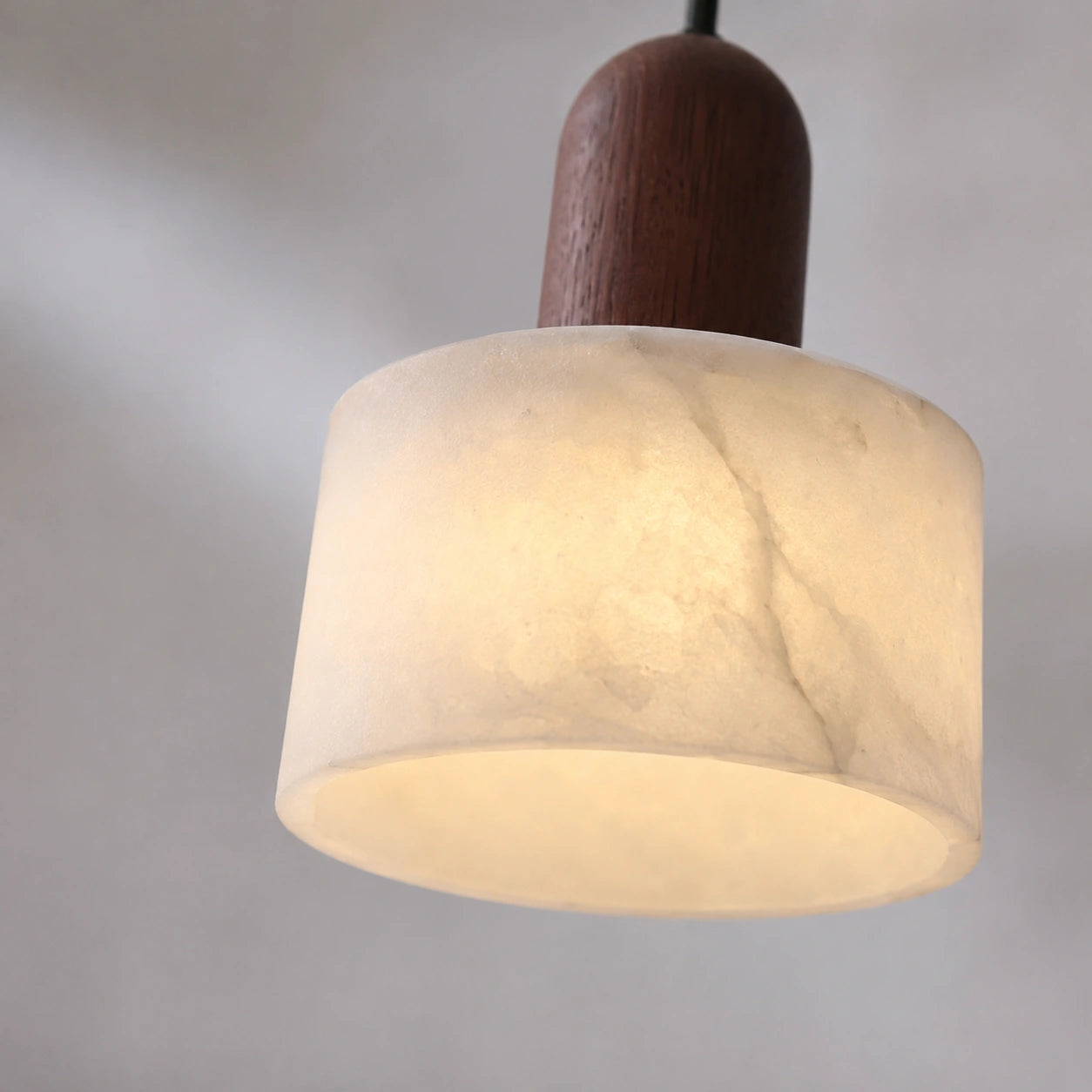 Wabi-Sabi Marble Pendant Light with Wood Detail