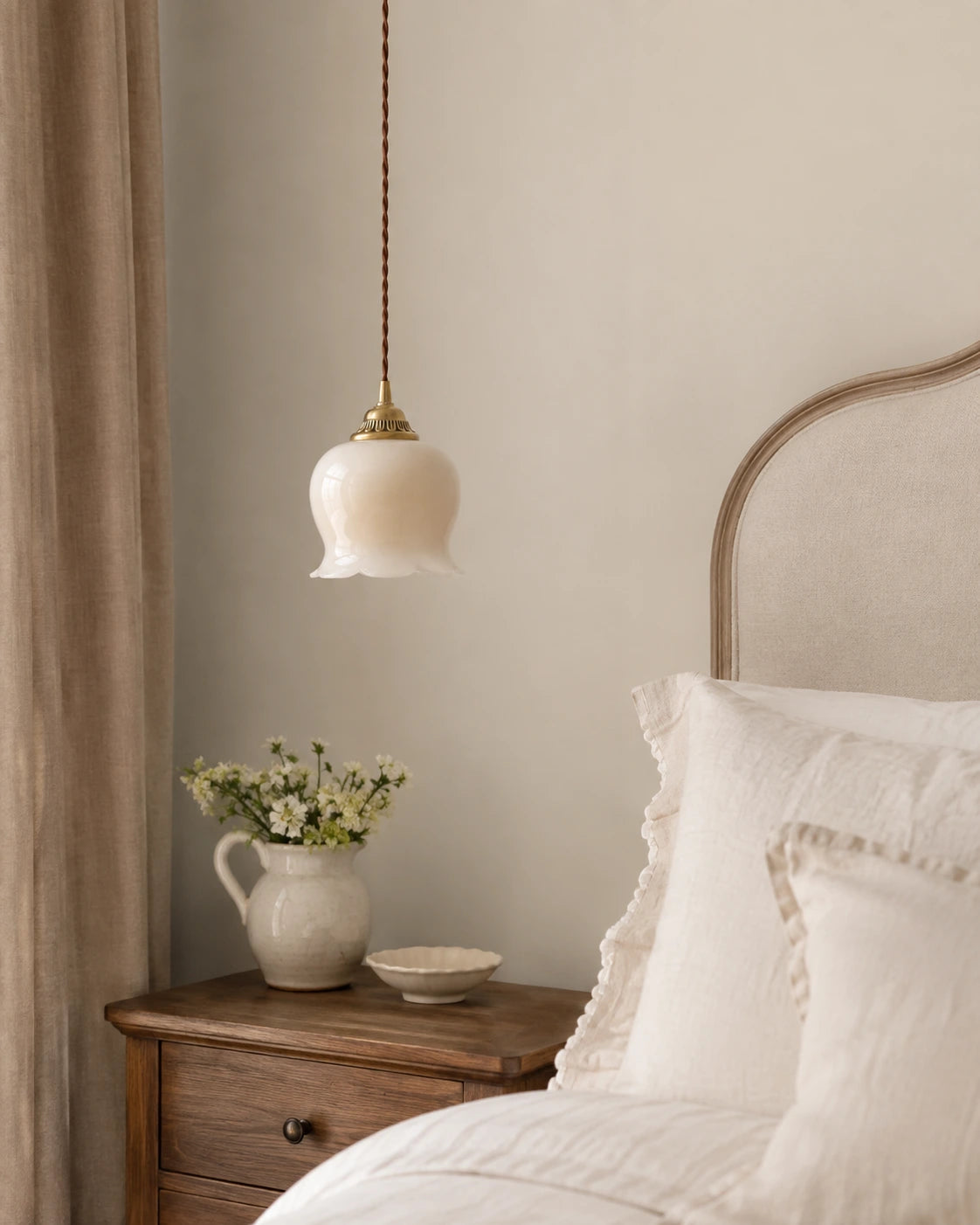 Vintage Scalloped Floral Pendant Light