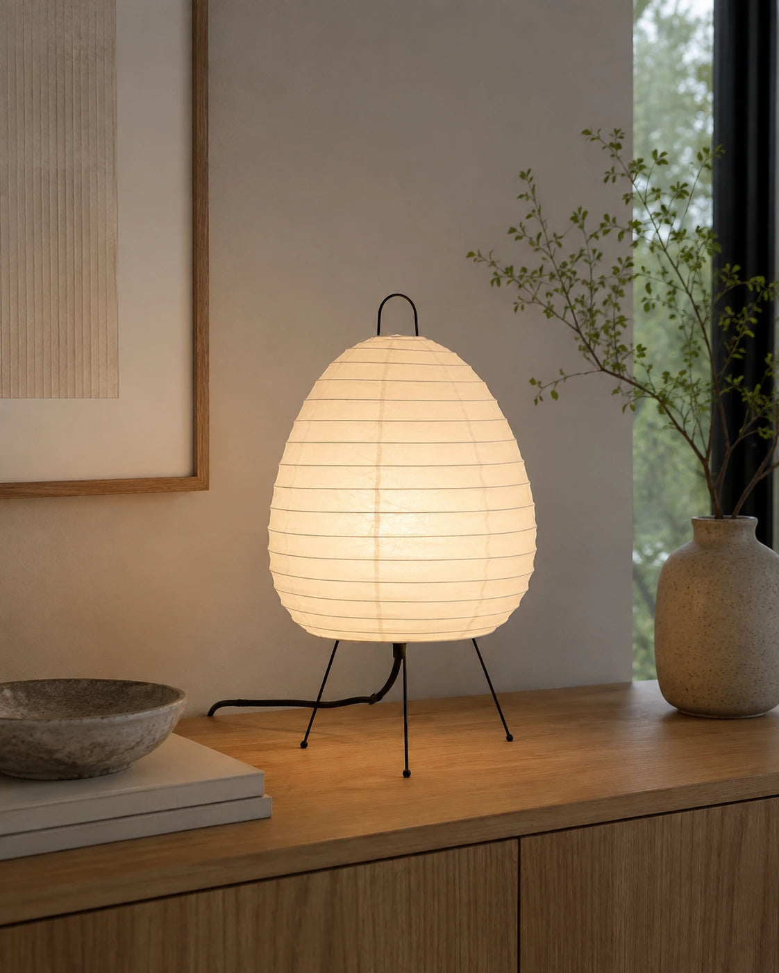 Japanese Rice Paper Tripod Table Lamp