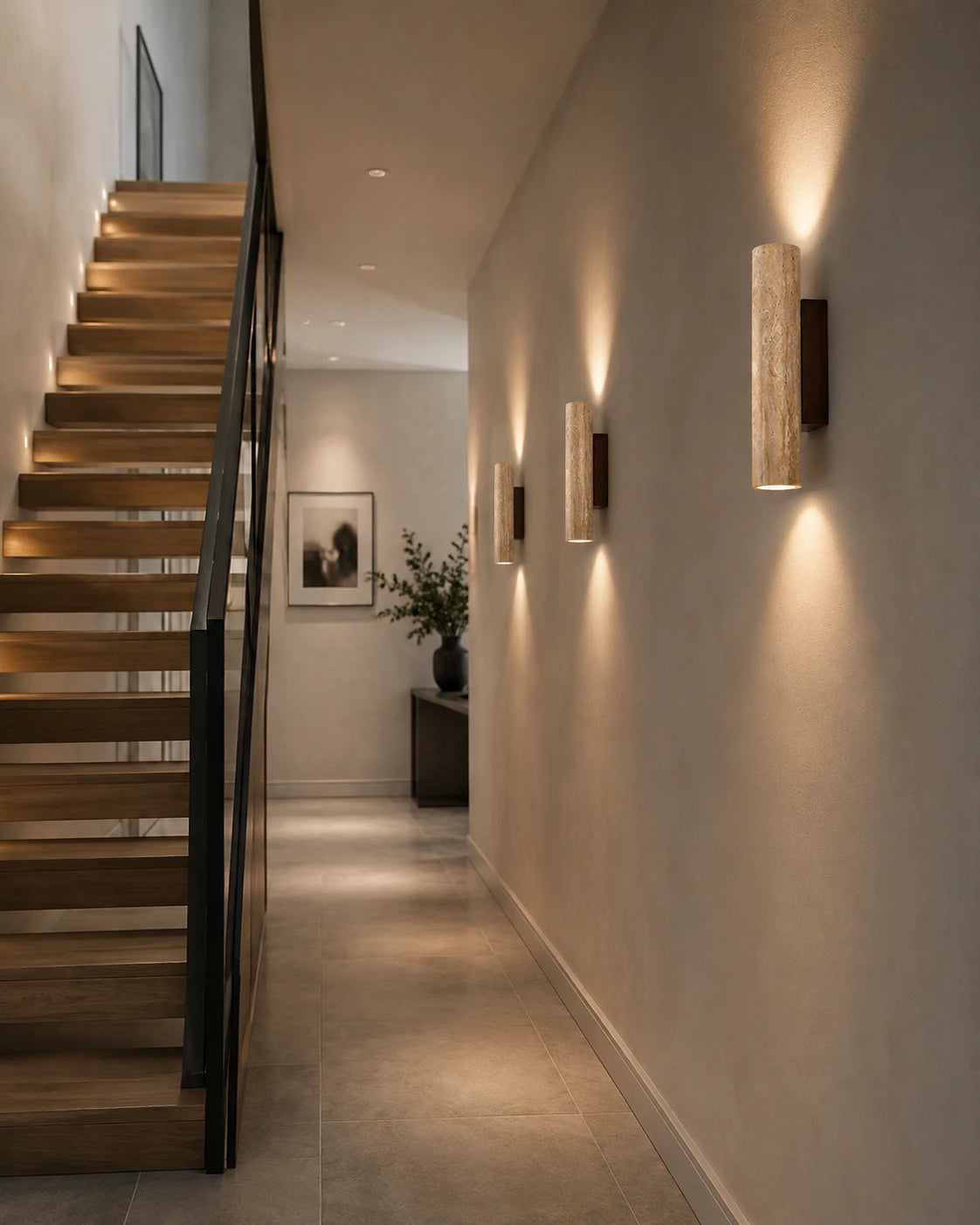 Modern Travertine Up and Down Wall Light