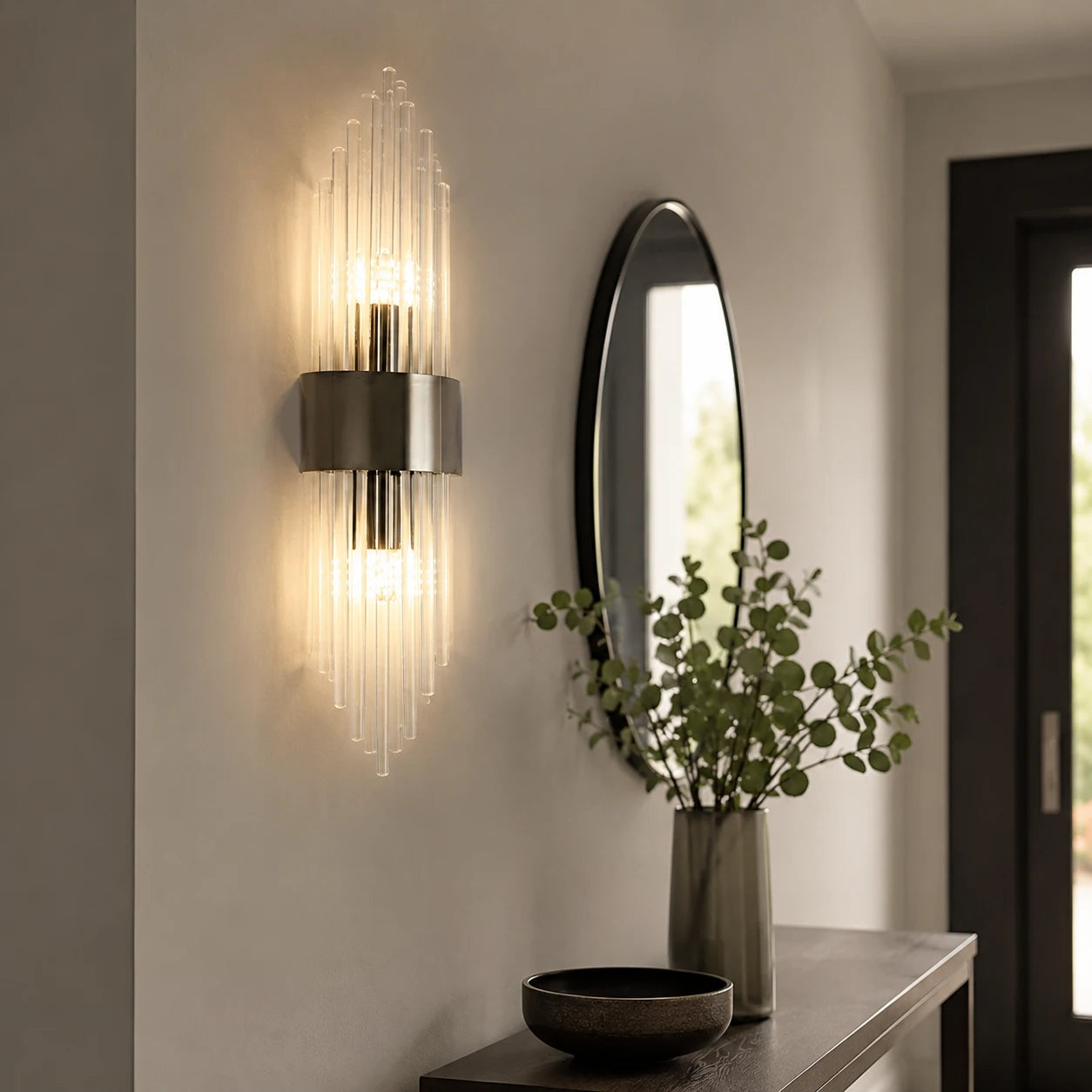 Modern Crystal Wall Light with Metal Frame