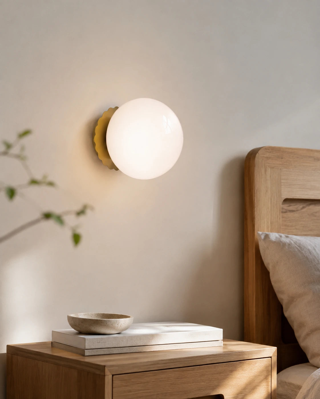 Vintage Opal Glass Globe Wall Light