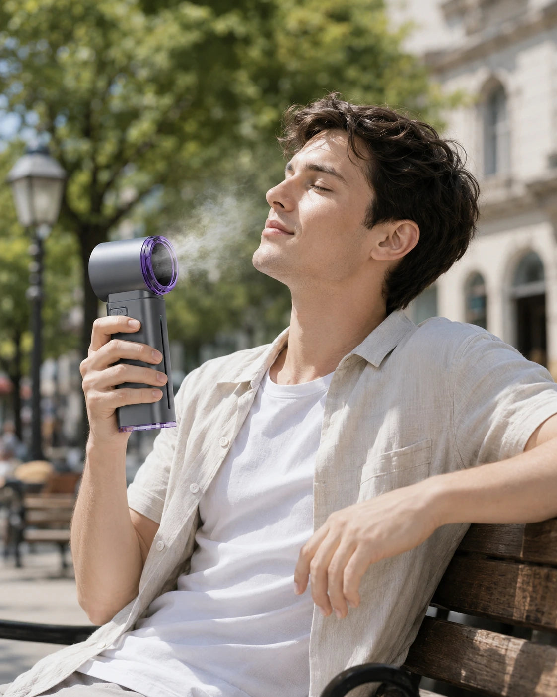 Portable Rechargeable Mist Cooling Fan Humidifier with 199-Speed Turbo Function
