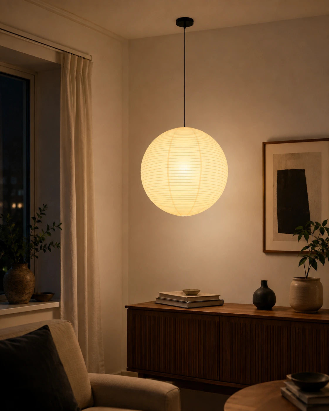 Japanese Paper Globe Pendant Light