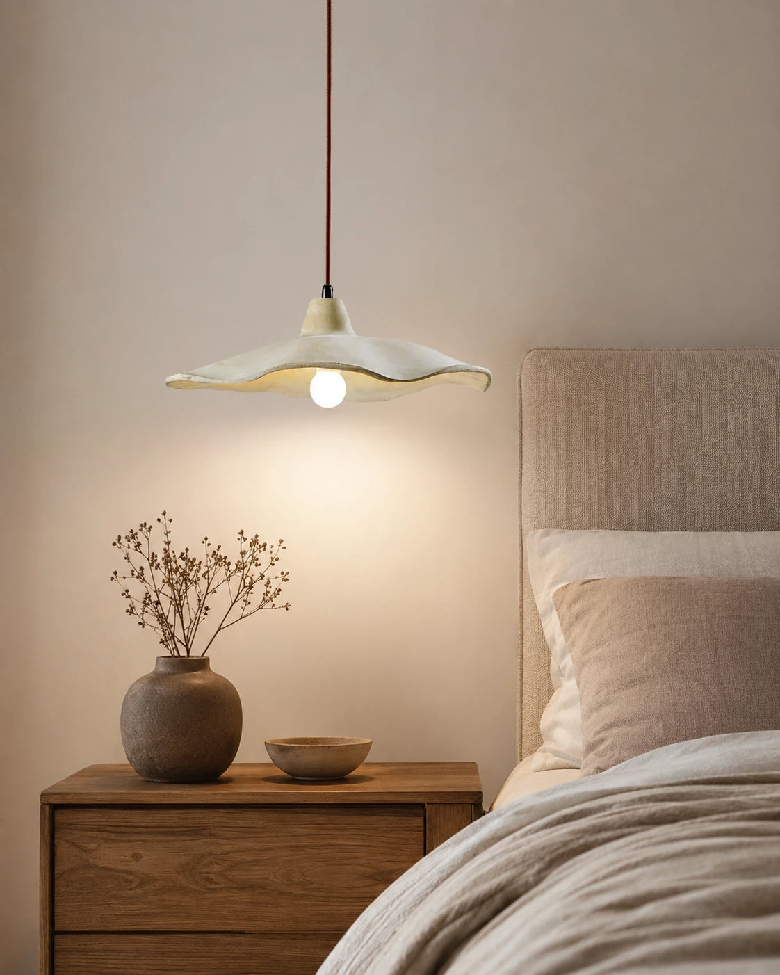 Wabi-Sabi Scalloped Cement Pendant Light