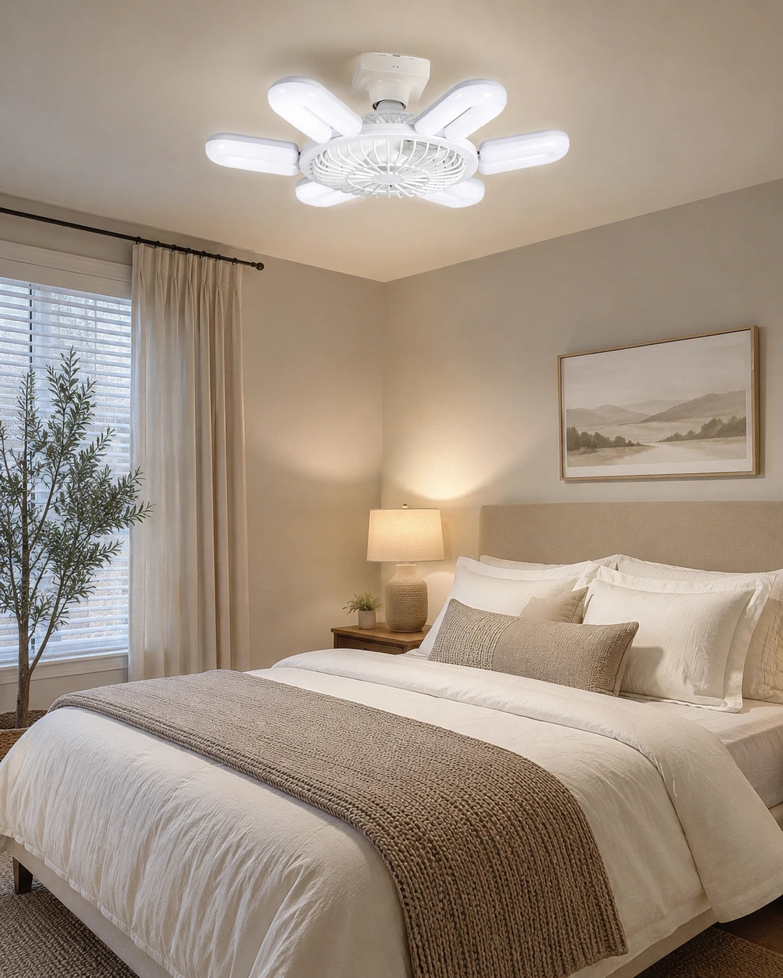 E27 Ceiling Fan Light with Remote Control, Dimmable 40W, 2400 Lumens, 3-Speed, Timer