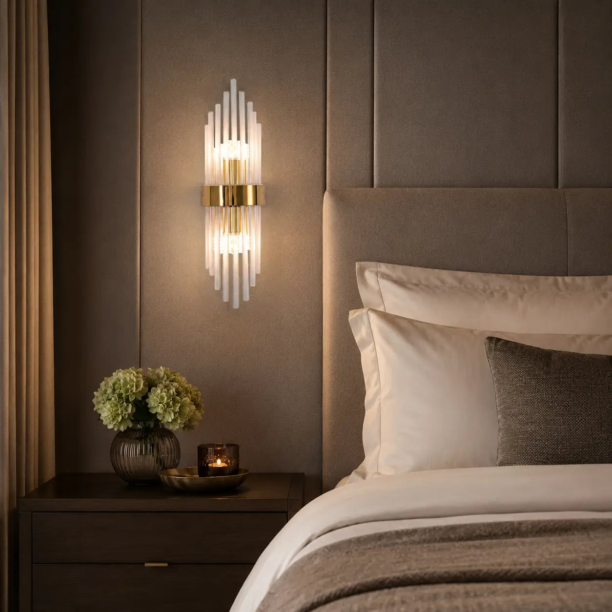 Modern Crystal Wall Light with Metal Frame