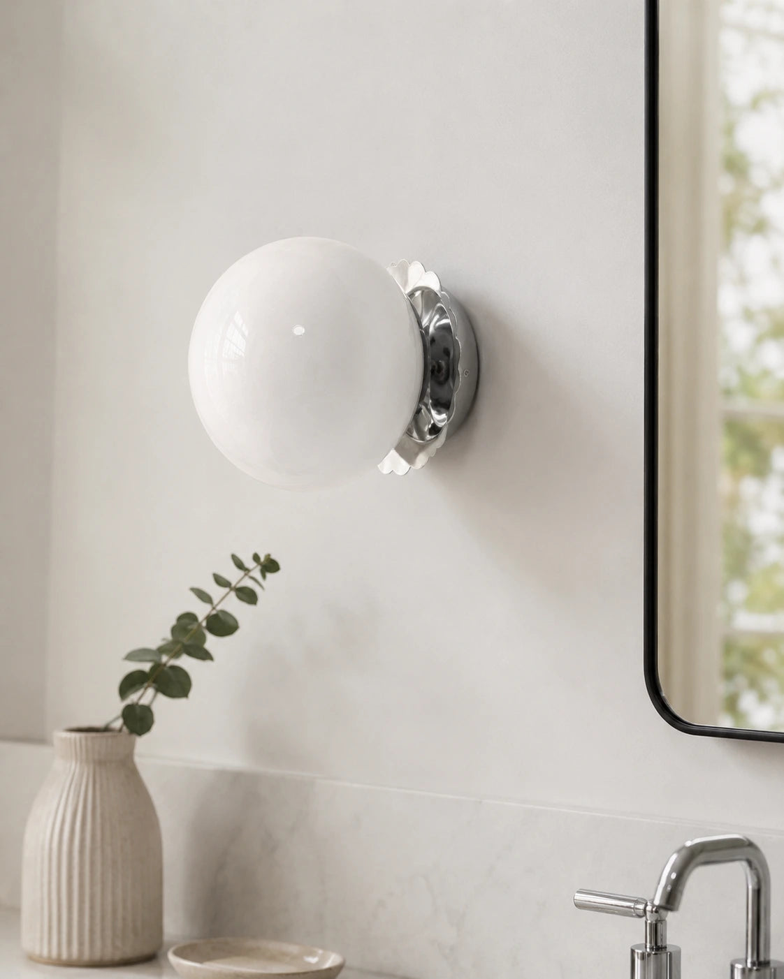 Vintage Opal Glass Globe Wall Light