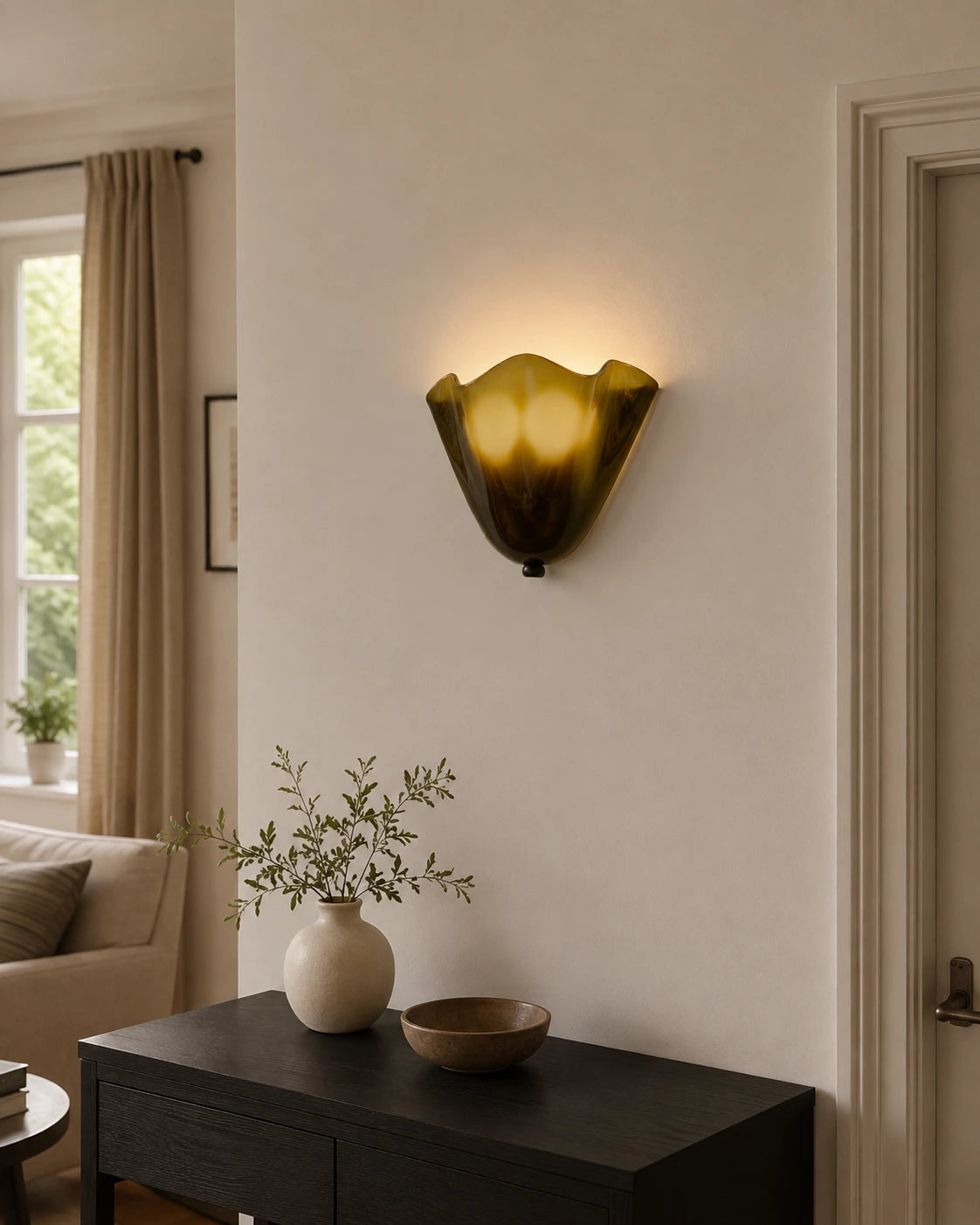 Sculptural Folded Glass Wall Light