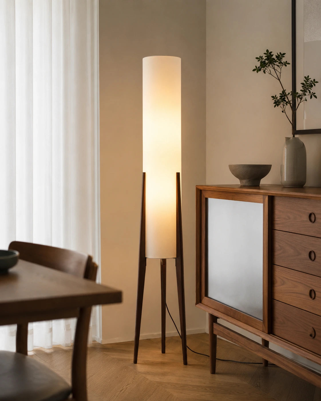 Modern Wooden Tripod Floor Lamp