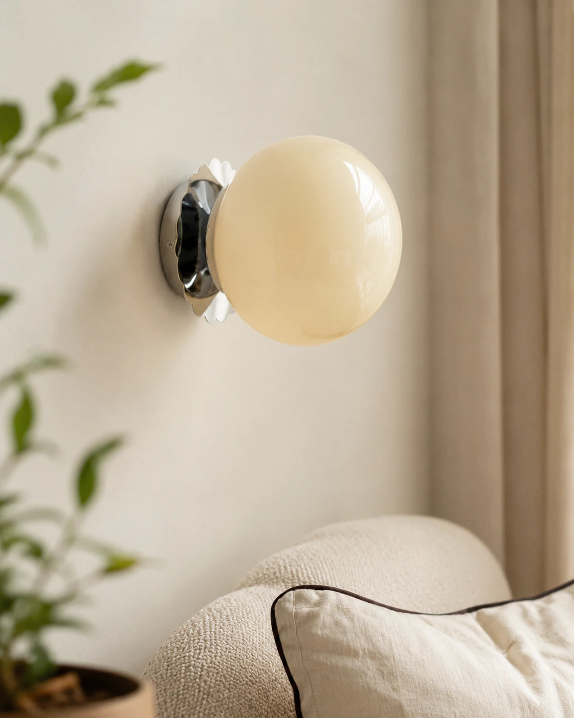 Vintage Opal Glass Globe Wall Light