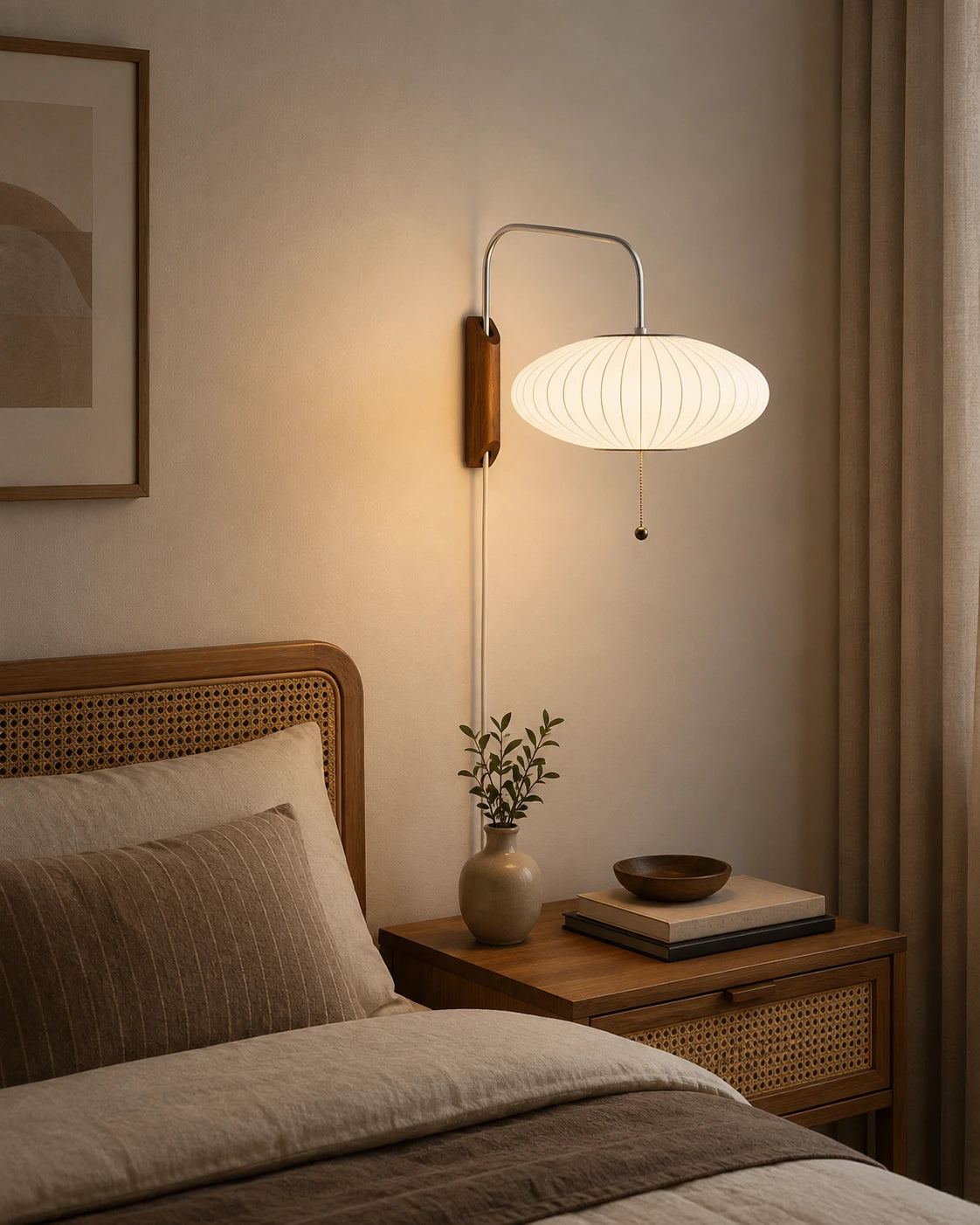 Japanese Silk Lantern Wall Light