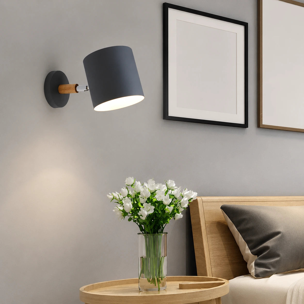 Modern Adjustable Wood and Metal Wall Light