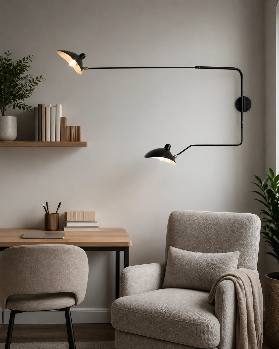 Adjustable Long-Arm Industrial Wall Lamp