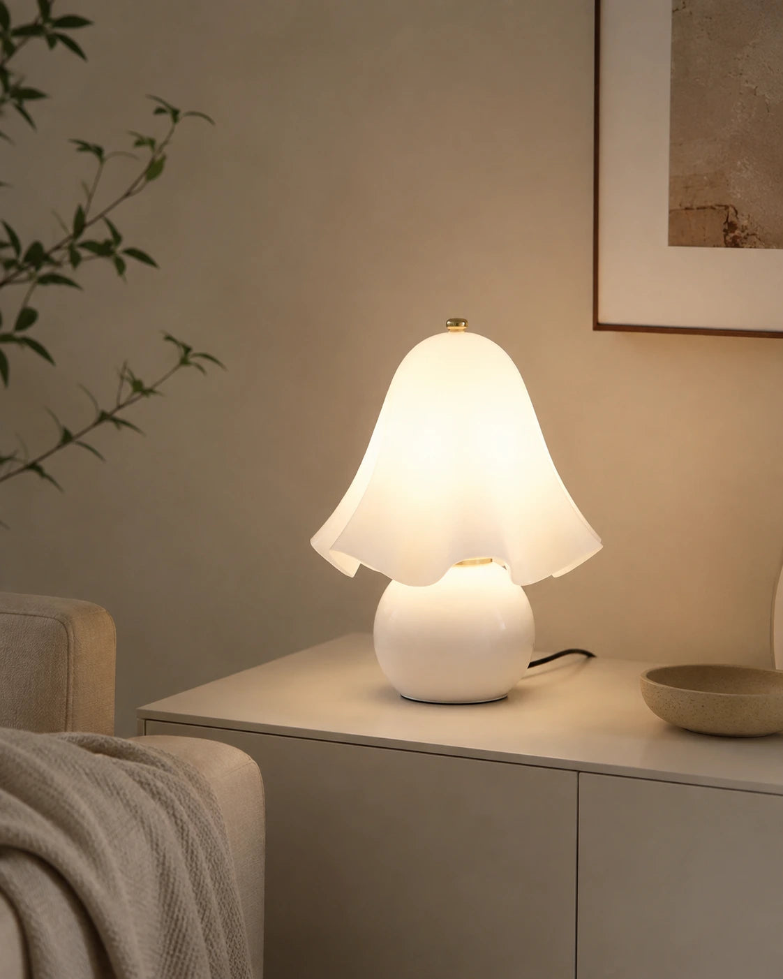 Sculptural Glass Skirt Table Lamp