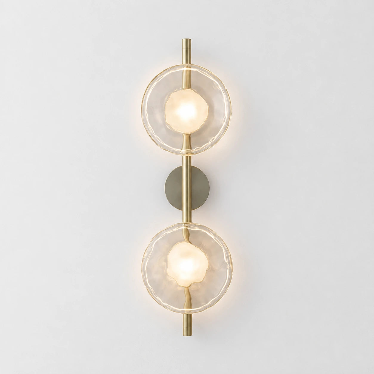 Sculptural Rippled Glass LED Wall Light