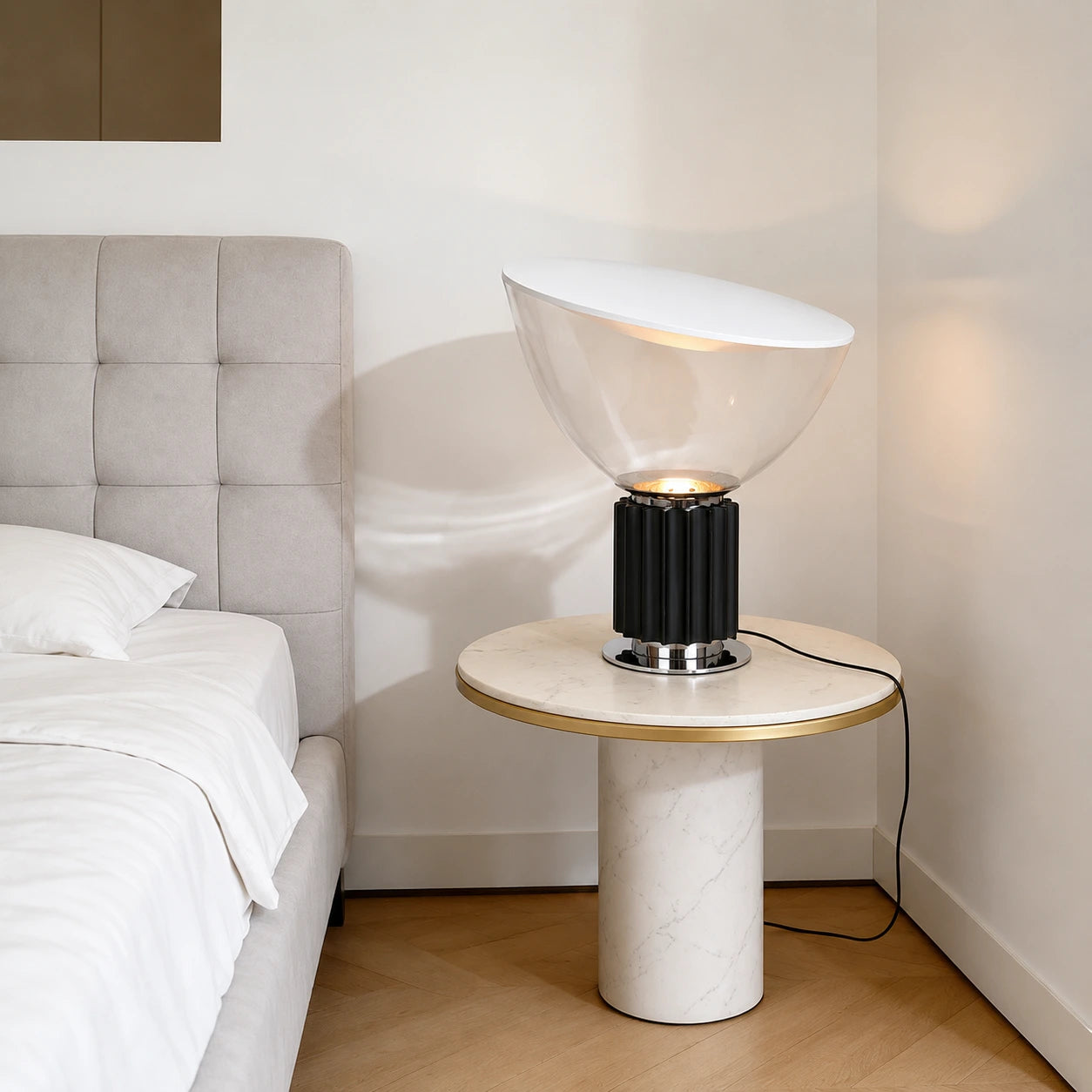 Sculptural Glass Bowl Table Lamp