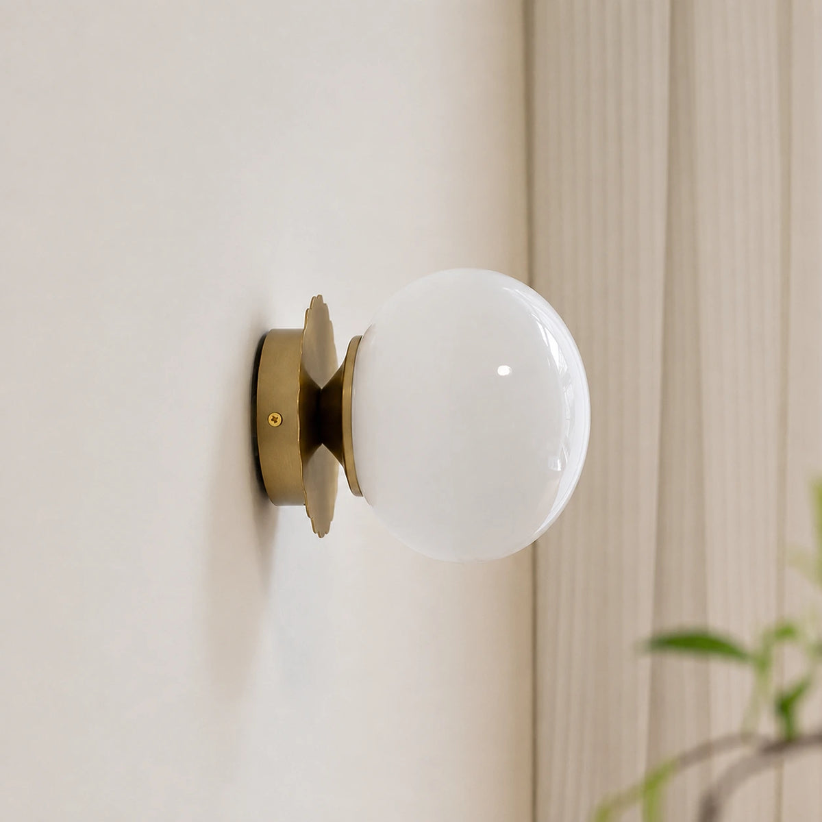 Vintage Opal Glass Globe Wall Light