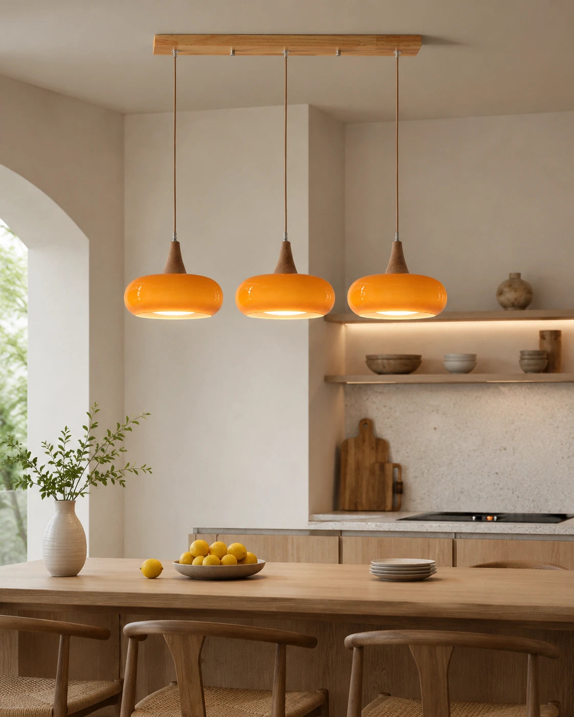 Nordic Glass and Wood Pendant Light