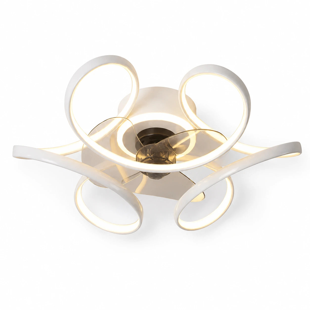 Nordic LED Ceiling Fan Light with Remote Control, 3 Blades, Art Deco Design