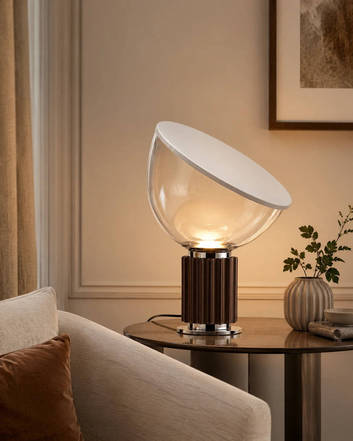 Sculptural Glass Bowl Table Lamp