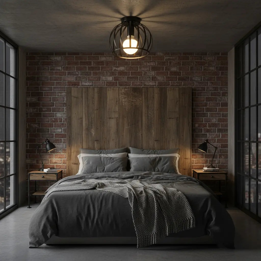 Industrial Metal Ceiling Light, Black