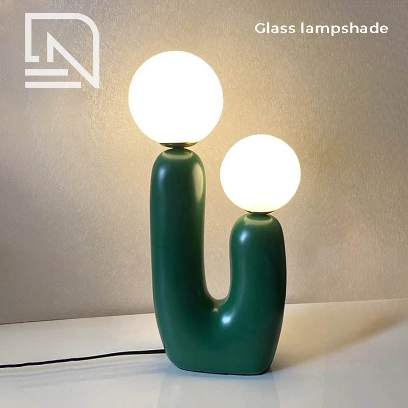 Art Deco Glass Table Lamp – Sculptural Resin Base LED – Bedside Living Room