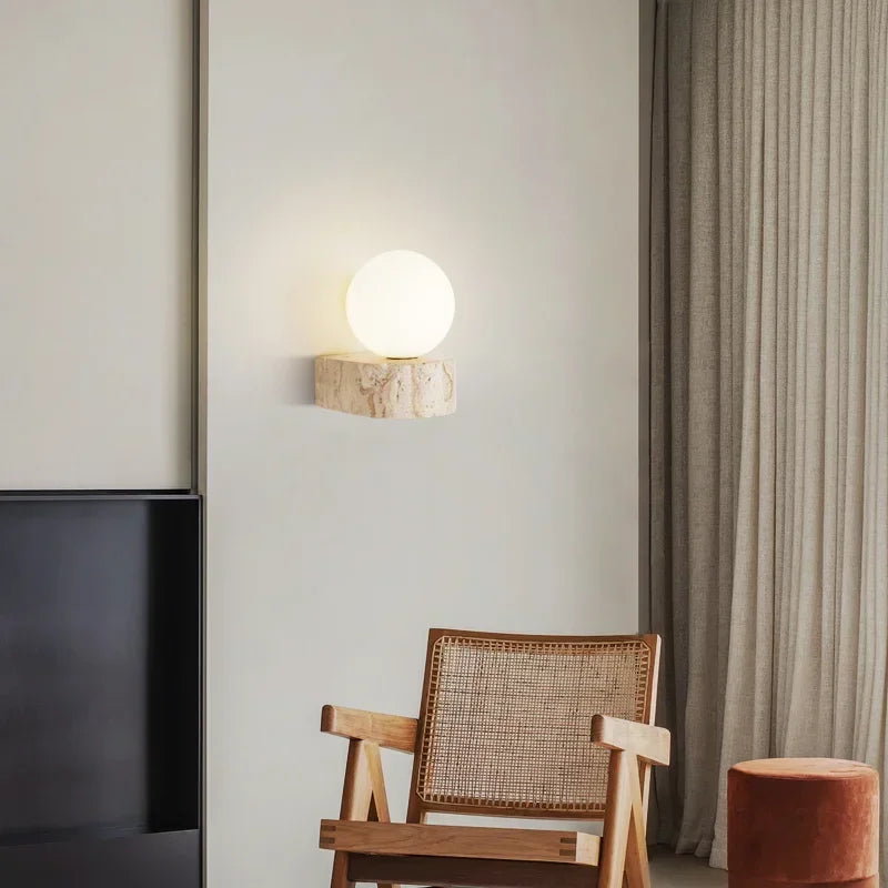 Contemporary Textured Natural Stone Handcrafted Wall Sconce