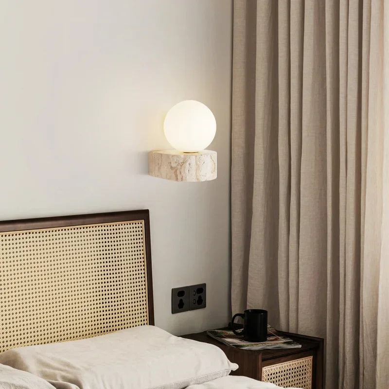 Contemporary Textured Natural Stone Handcrafted Wall Sconce