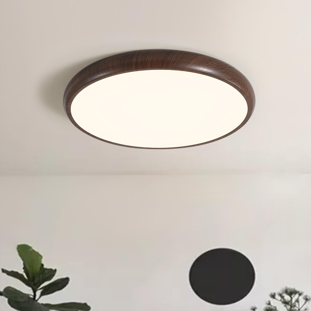 Minimalist Modern LED Flush Mount Wood Grain Ceiling Light