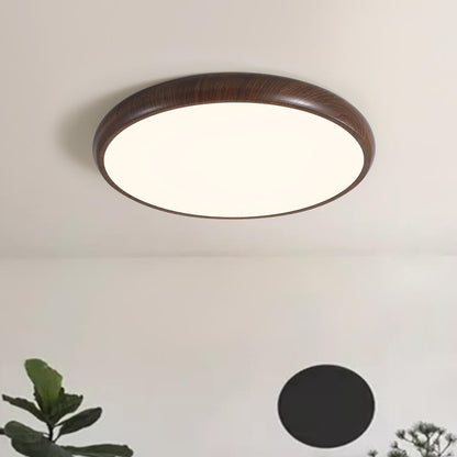 Minimalist Modern LED Flush Mount Wood Grain Ceiling Light