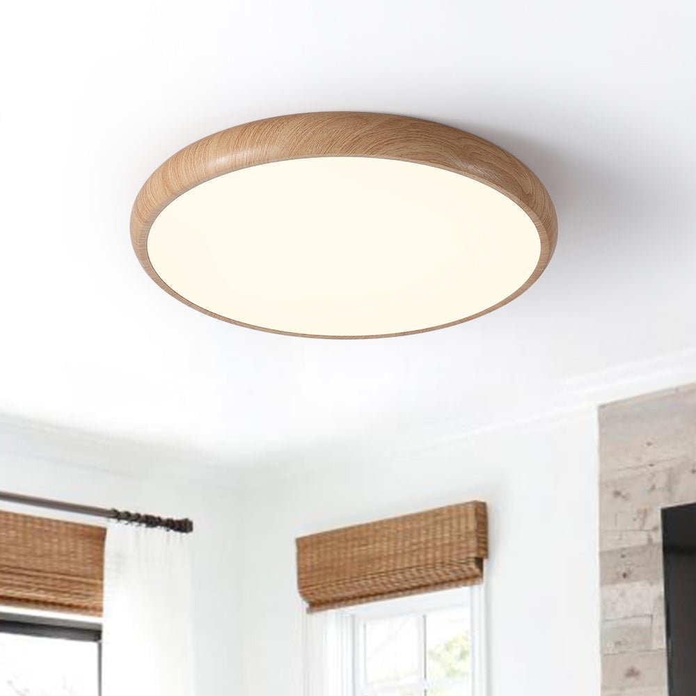 Minimalist Modern LED Flush Mount Wood Grain Ceiling Light