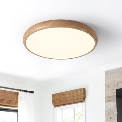 Minimalist Modern LED Flush Mount Wood Grain Ceiling Light