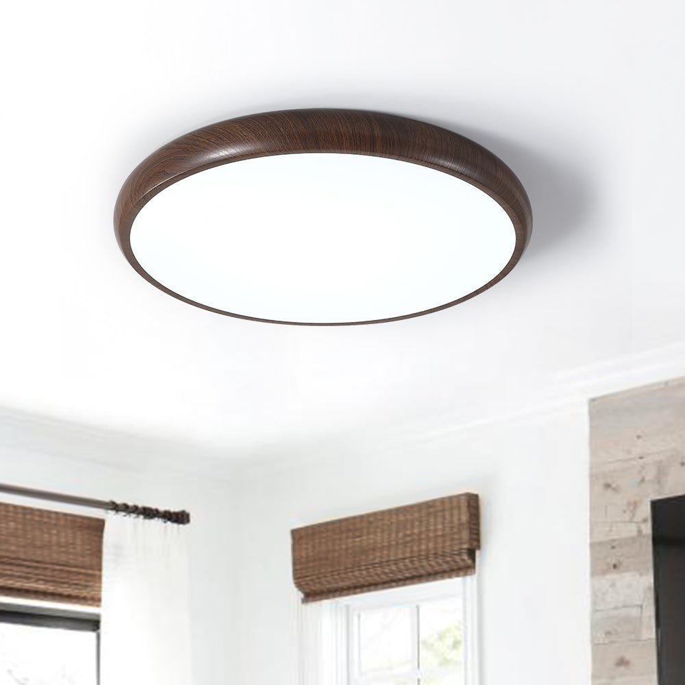 Minimalist Modern LED Flush Mount Wood Grain Ceiling Light