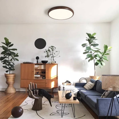 Minimalist Modern LED Flush Mount Wood Grain Ceiling Light